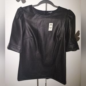 🖤 NWT Express Black Faux Leather 3/4 sleeve shirt size M